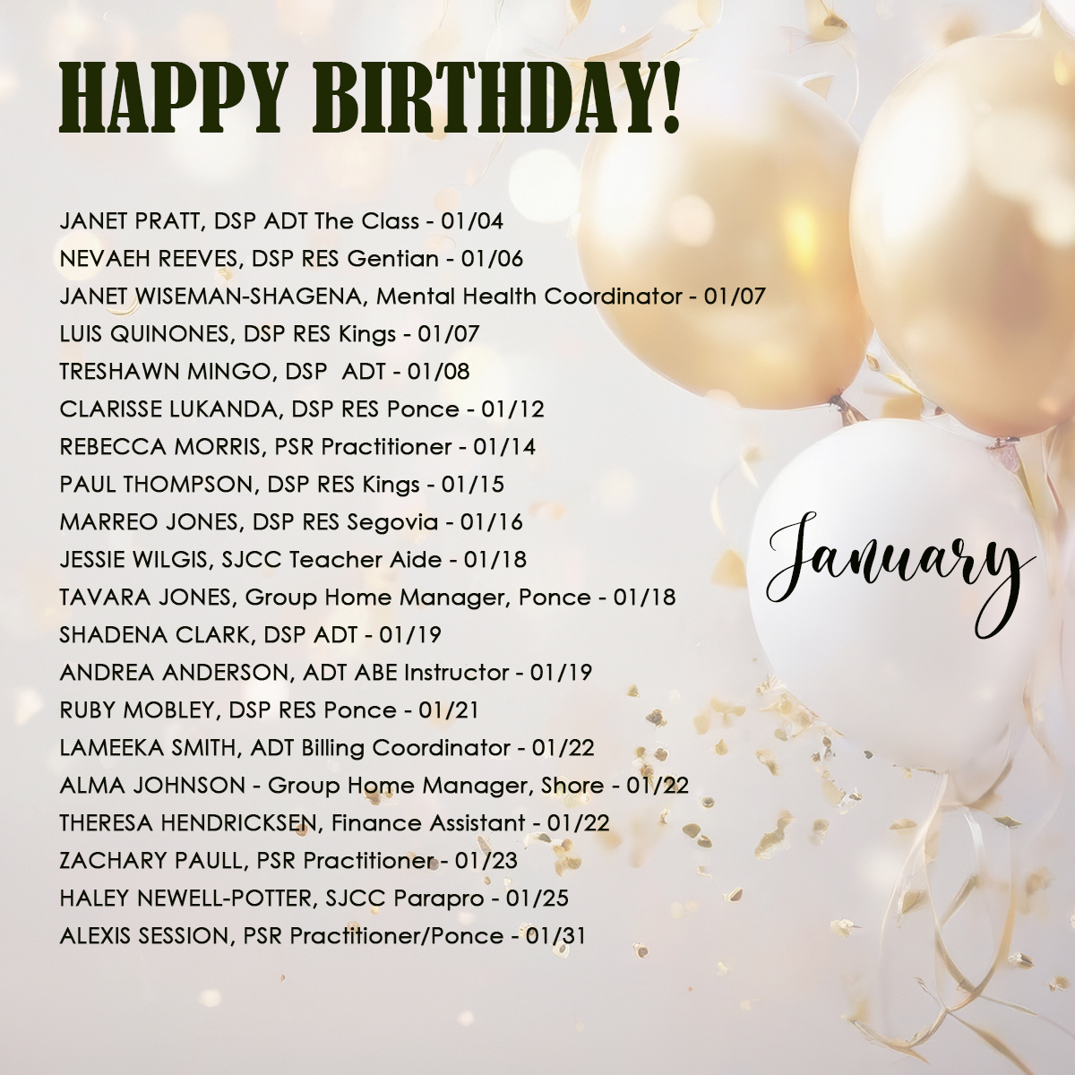 January Birthdays